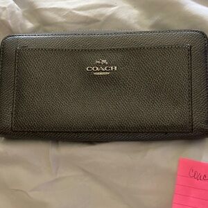 Coach Gray Metallic Zip Around Wallet